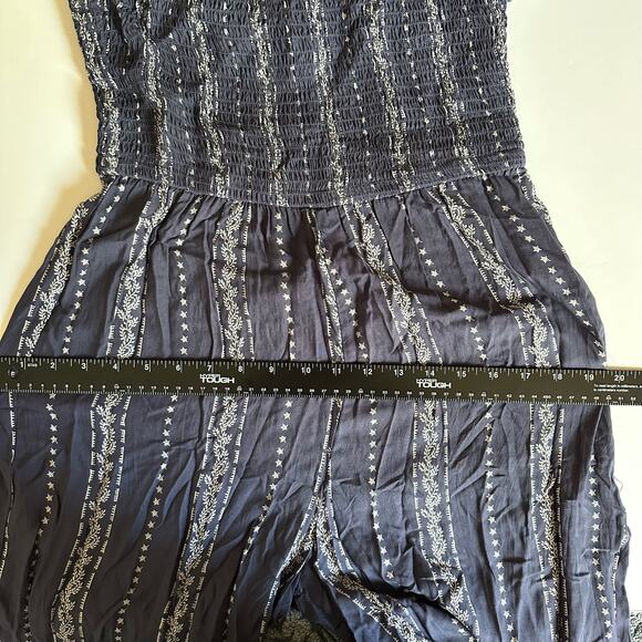 Japna Women’s Strapless Blue Paisley Wide Leg Ruffle Jumpsuit Size M boho - Picture 10 of 10